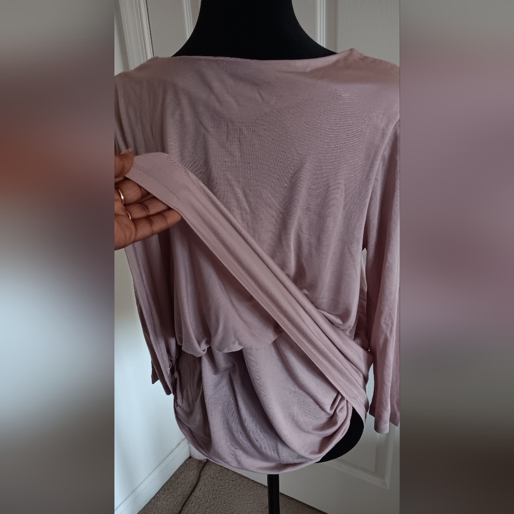 Pure Jill Women's 3/4 Sleeve Modal Rayon Blush Pink Elliptical T-shirt Size M - Picture 3 of 4